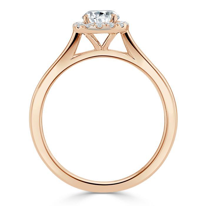 0.75 CT Round Cut Halo Moissanite Engagement Ring