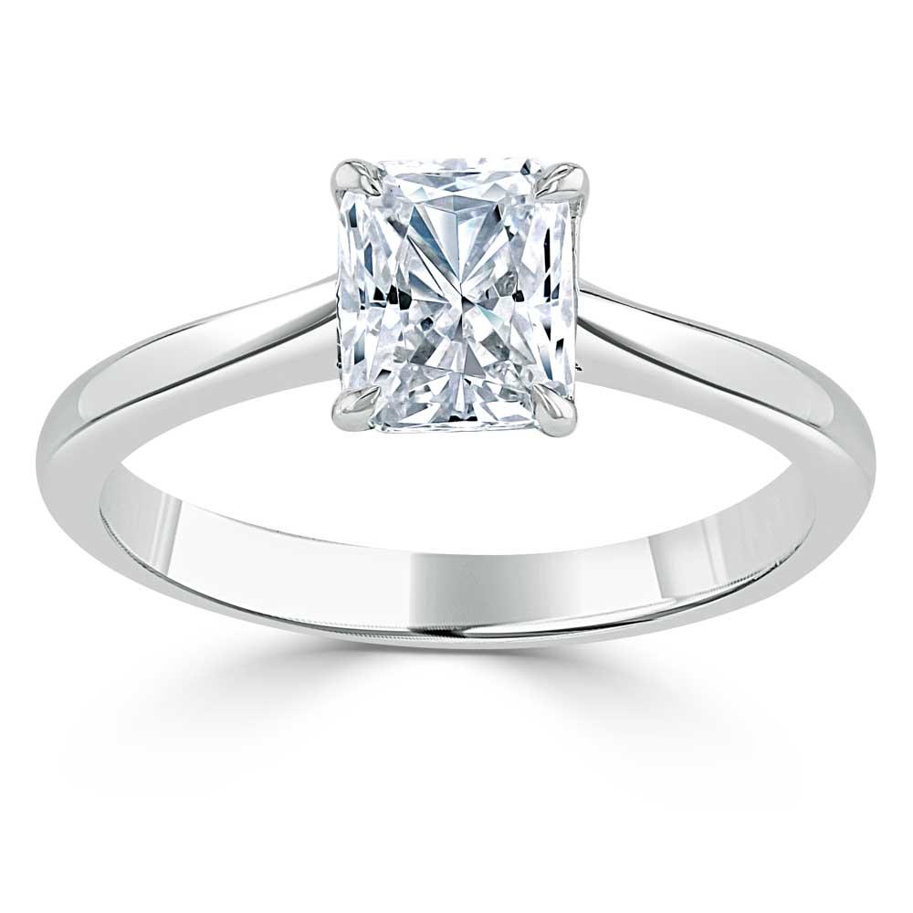 1.0 CT Radiant Cut Solitaire Moissanite Engagement Ring