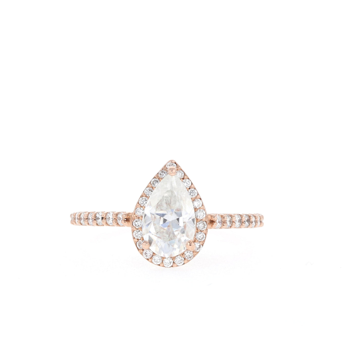 0.85 - 1.33 CT Pear Cut Halo Moissanite Engagement Ring