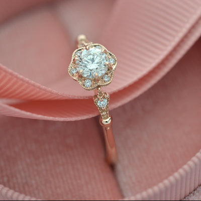 0.55 CT Round Shaped Vintage Moissanite Engagement Ring