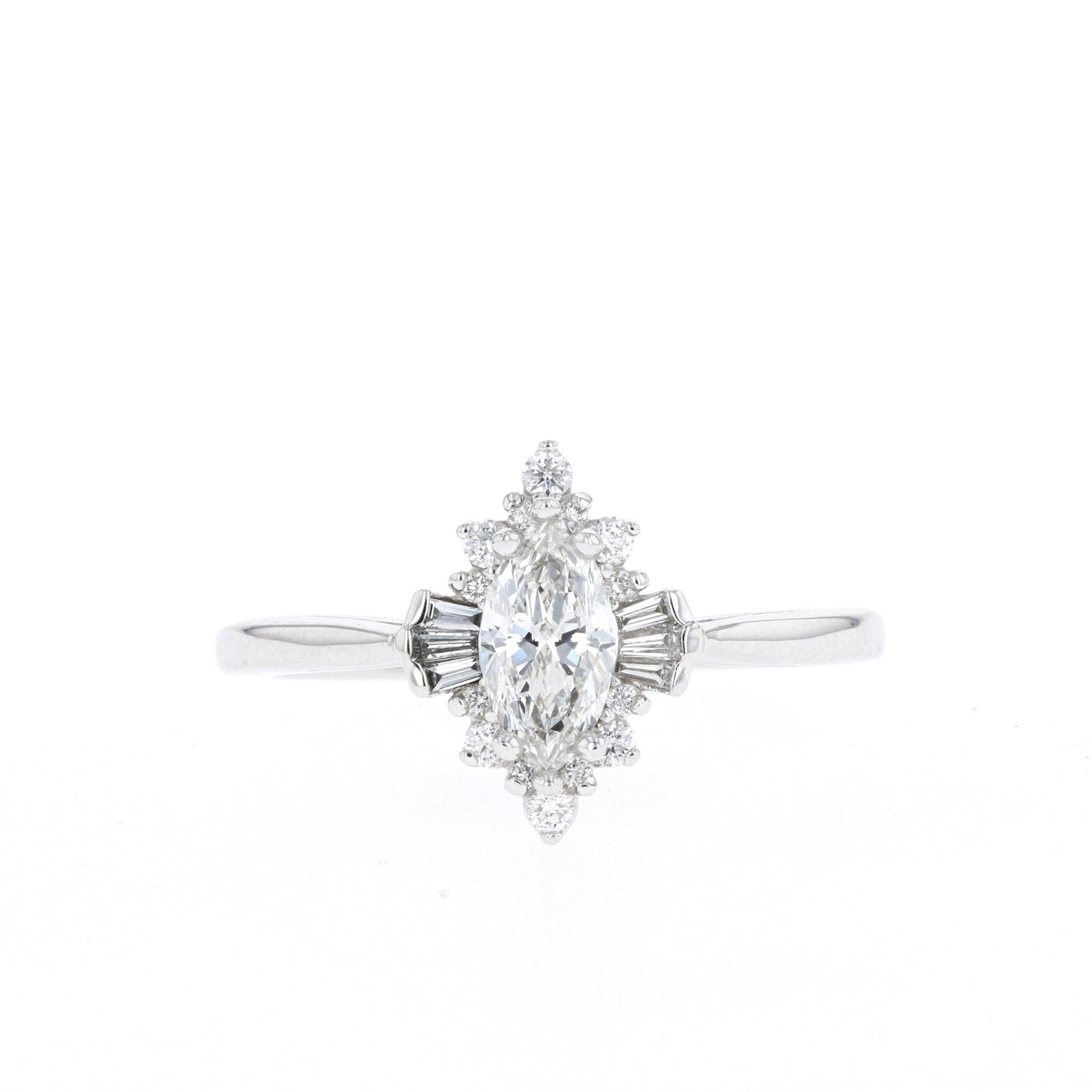 0.50 CT-1.0 CT Marquise Cut Cluster Moissanite Engagement Ring