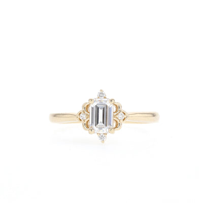 0.53 CT-1.60 CT Emerald Cut Cluster Moissanite Engagement Ring