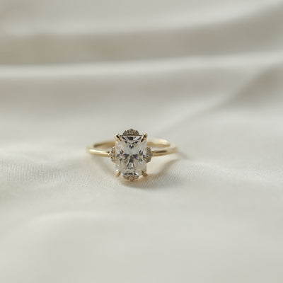 1.04 CT-2.43 CT Radiant Cut Cluster Moissanite Engagement Ring