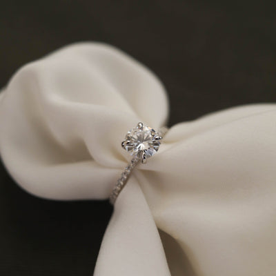 0.68 CT-1.35 CT Round Cut  Solitaire Moissanite Engagement Ring