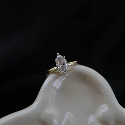 0.47-0.90 CT Marquise Cut Solitaire Moissanite Engagement Ring