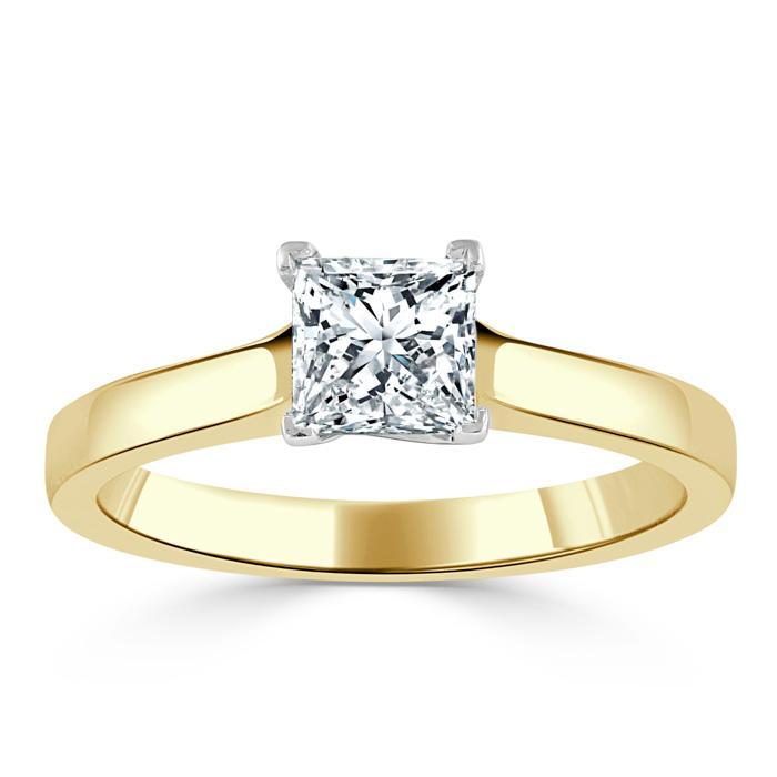 1.0 CT Princess Cut Solitaire Moissanite Engagement Ring