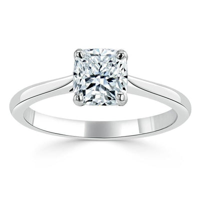 1.0 CT Cushion Cut Solitaire Moissanite Engagement Ring