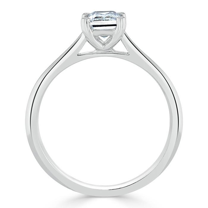 1.0 CT Emerald Cut Moissanite Solitaire Engagement Ring