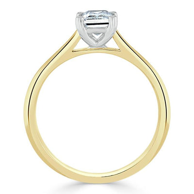 1.0 CT Emerald Cut Moissanite Solitaire Engagement Ring