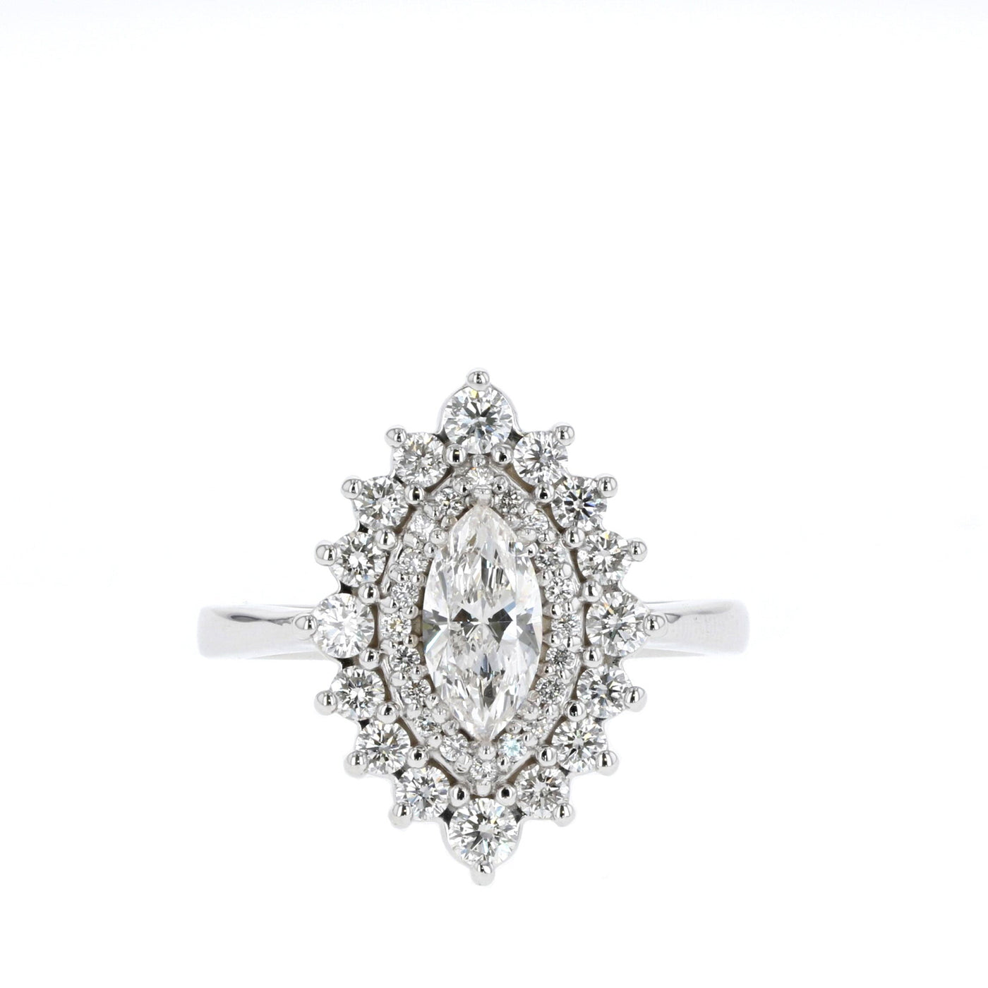 0.47 CT Marquise Double Halo Moissanite Engagement Ring