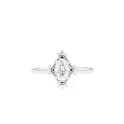 0.43-1.33 CT Oval Cut Cluster Halo Moissanite Engagement Ring