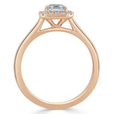 0.75 CT Asscher Cut Halo Moissanite Engagement Ring