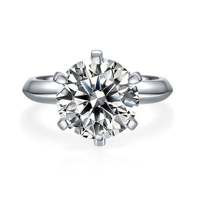 5.0ct Round Cut Solitaire Moissanite Diamond Engagement Ring