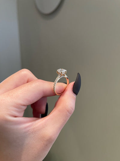 2.0ct Asscher Cut Hidden Halo Pave Moissanite Diamond Engagement Ring