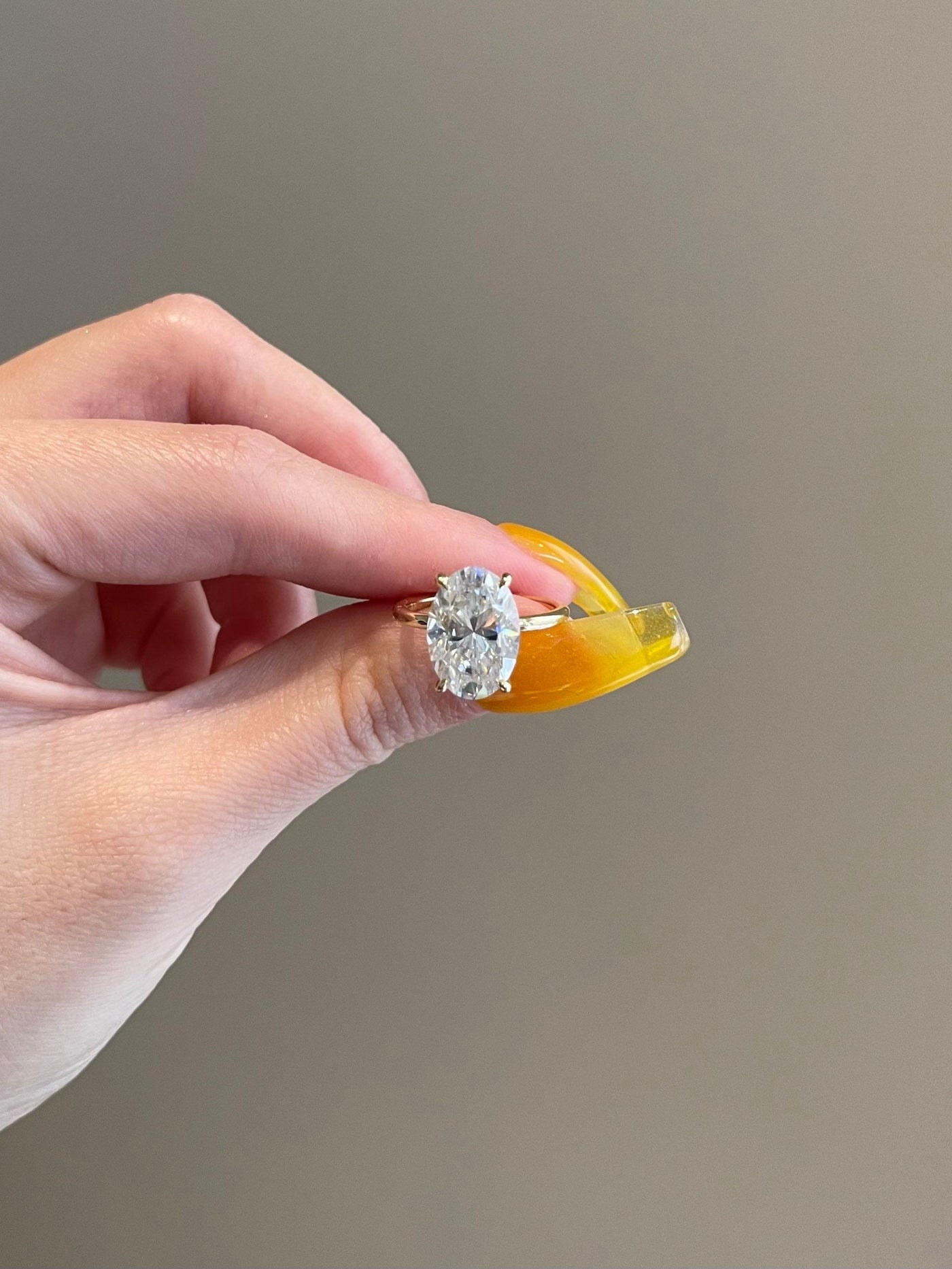 5.0ct Elongated Oval Cut Hidden Halo Moissanite Diamond Engagement Ring