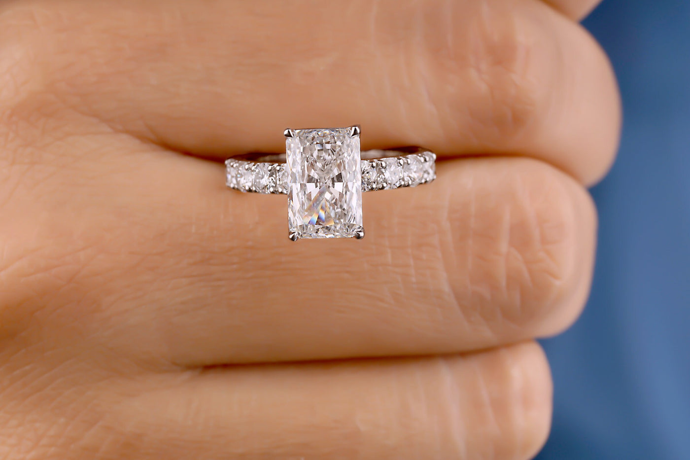 2.50 CT Radiant Cut Colorless Moissanite Ring, Moissanite Engagement Ring, Wedding Ring, 10K/14K/18K White Gold Ring, Anniversary Gift Ring
