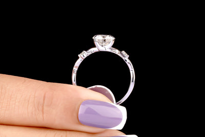 Celtic Twig Nature Inspired Engagement Ring 1 CT Round Moissanite Wedding Ring 14K White Gold Ring Moissanite Twig Ring Leaf Unique Ring