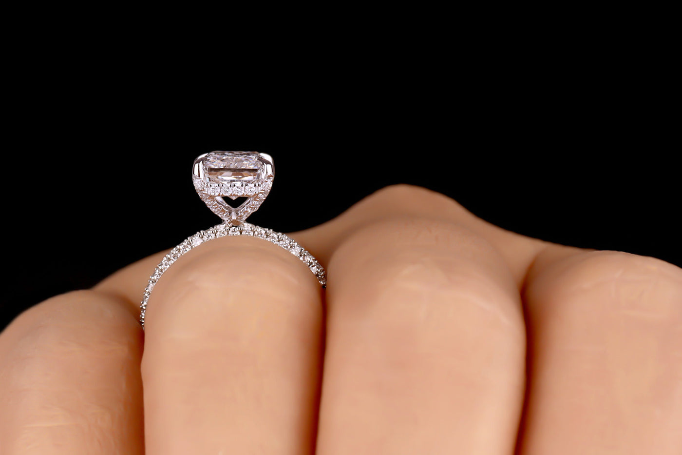 4.00 CT Radiant Cut Moissanite Engagement Ring Hidden Halo Anniversary Ring Solid 10K/14K/18K White Gold Ring Moissanite Bridal Ring For Her