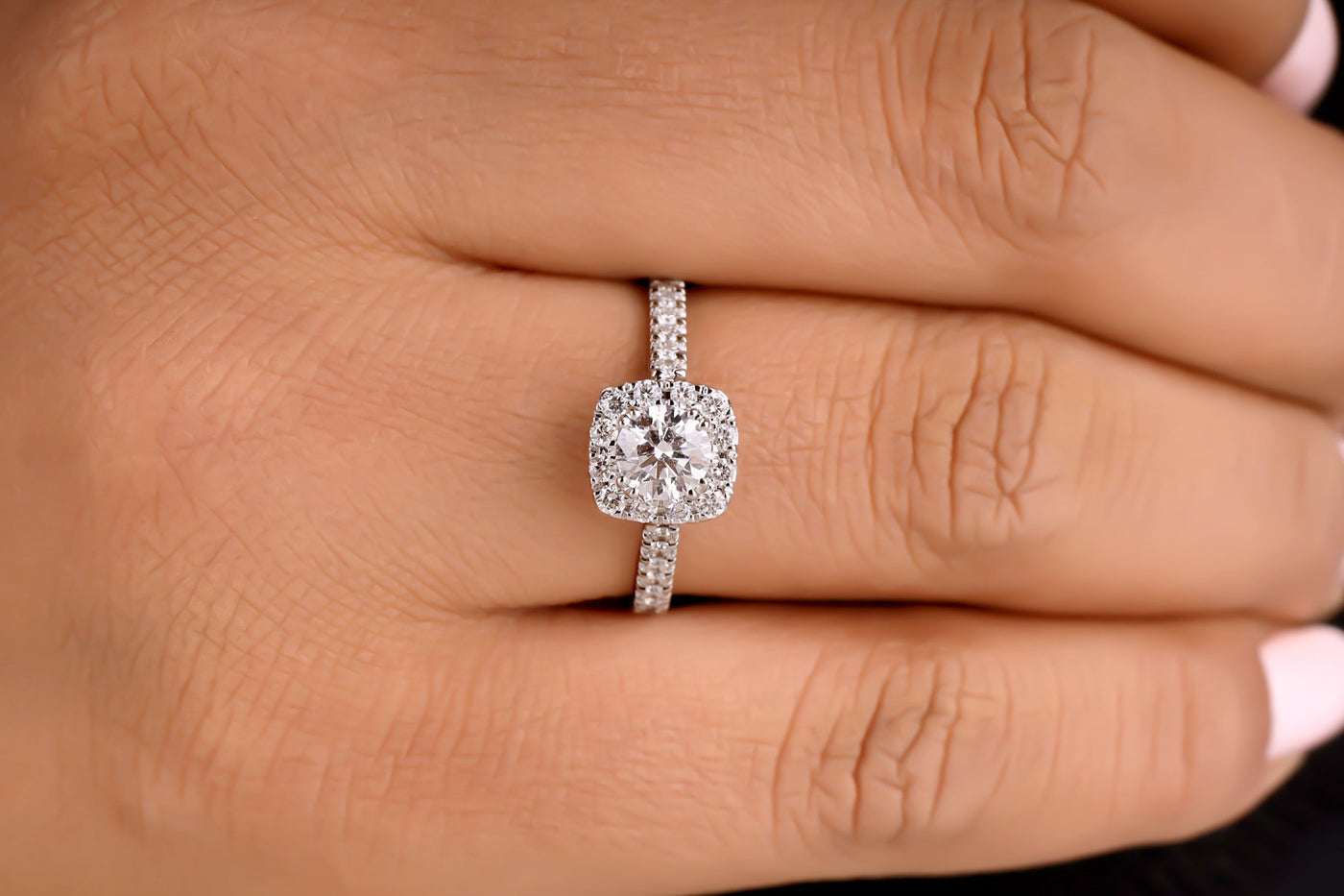 1.50 CT Round Cut Moissanite Engagement Ring 14K White Gold Ring Square Halo Moissanite Wedding Ring Anniversary Ring For Her Christmas Gift