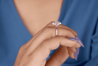 2.50 CT Radiant Cut Solitaire Moissanite Ring Half Bezel Set White Gold Ring Colorless Moissanite Engagement Ring Wedding Ring For Women's