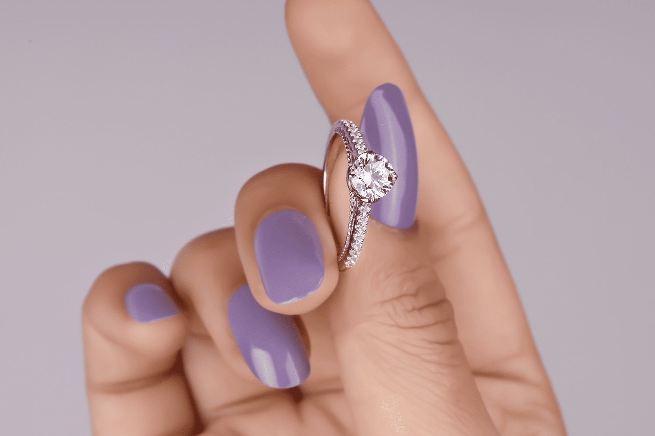 1CT Round Cut Colorless Moissanite Engagement Ring 14K White Gold Ring Art Deco Filigree Ring Victorian Wedding Ring Vintage Moissanite Ring