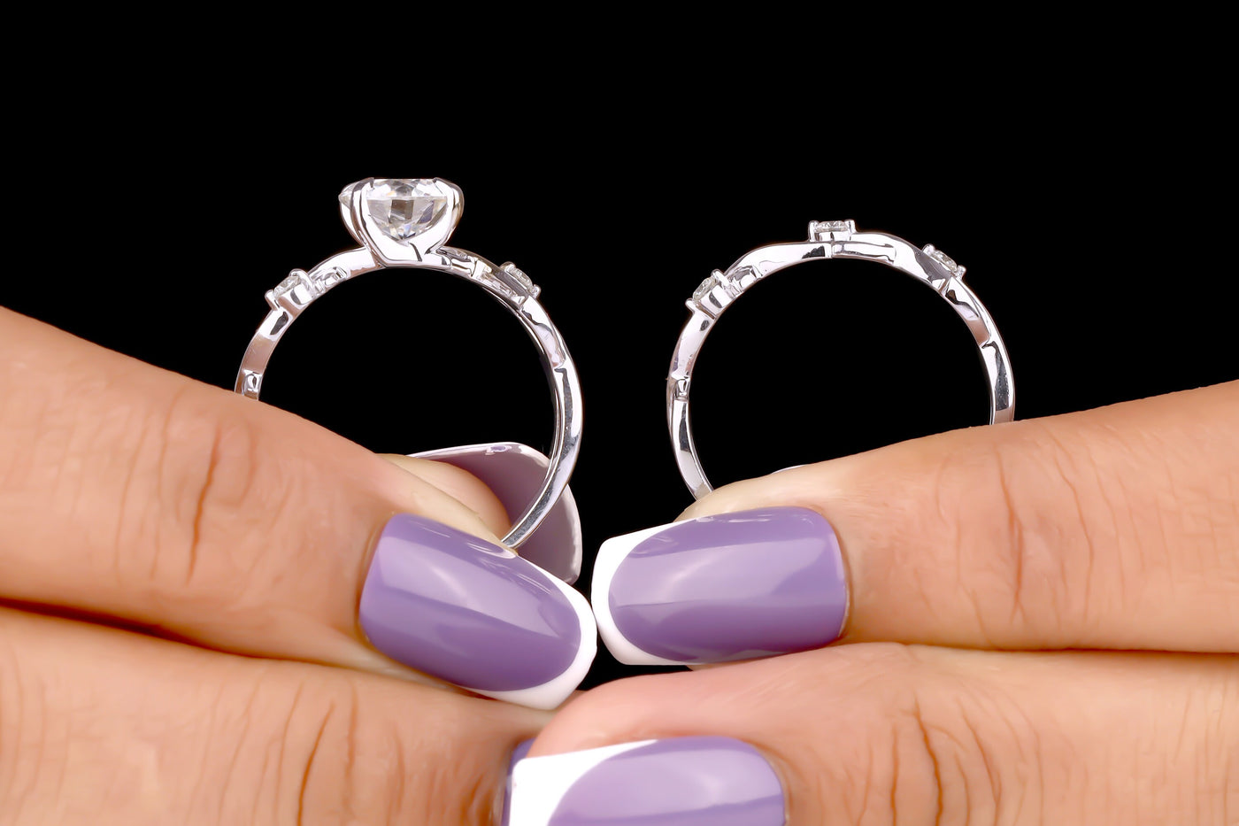 1 CT Round Moissanite Twig Engagement Ring Set Moissanite Round Bridal Set Celtic Twisted Twig Wedding Ring Set White Gold Promise Ring Set