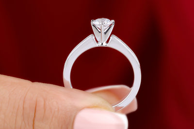 1 CT Round Cut Moissanite Engagement Ring, Channel Set Half Eternity Ring, 14K White Gold Ring, Anniversary Gift, Moissanite Wedding Ring