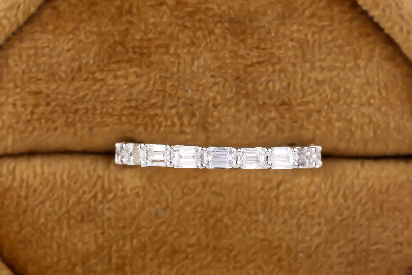 Moissanite Wedding Band, Emerald Cut Colorless Moissanite Band, 14K White Gold Band, Full Eternity Band, Matching Band For Engagement Ring