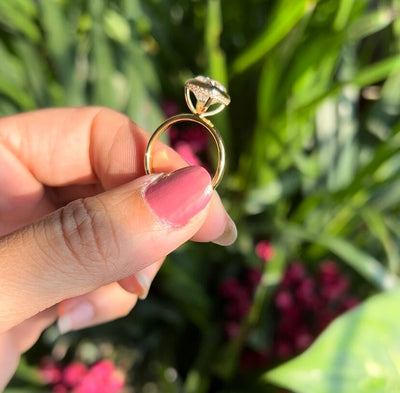 2 CT Elongated Cushion Cut Moissanite Engagement Ring, Hidden Halo Moissanite Wedding Ring, Solid 14K Yellow Gold Ring, Anniversary Ring