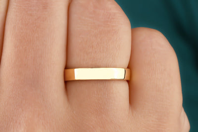 Solid 14K/18K Yellow Gold Wedding Band, Anniversary Band, Matching Band For Engagement Ring, Solitaire Plan Band, Classic Handmade Band Gift
