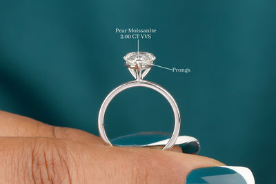 2 CT Pear Cut Moissanite Engagement Ring, Pear Moissanite Wedding Ring, Solid 14K White Gold Ring, Anniversary Ring For Women, Bridal Ring