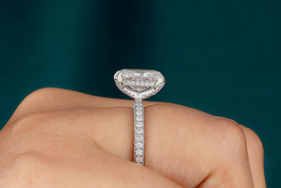3.00 Ct Radiant Cut Colorless Moissanite Engagement Ring, Hidden Halo Moissanite Wedding Ring, Gift For Her, Solid 14K White Gold Women Ring