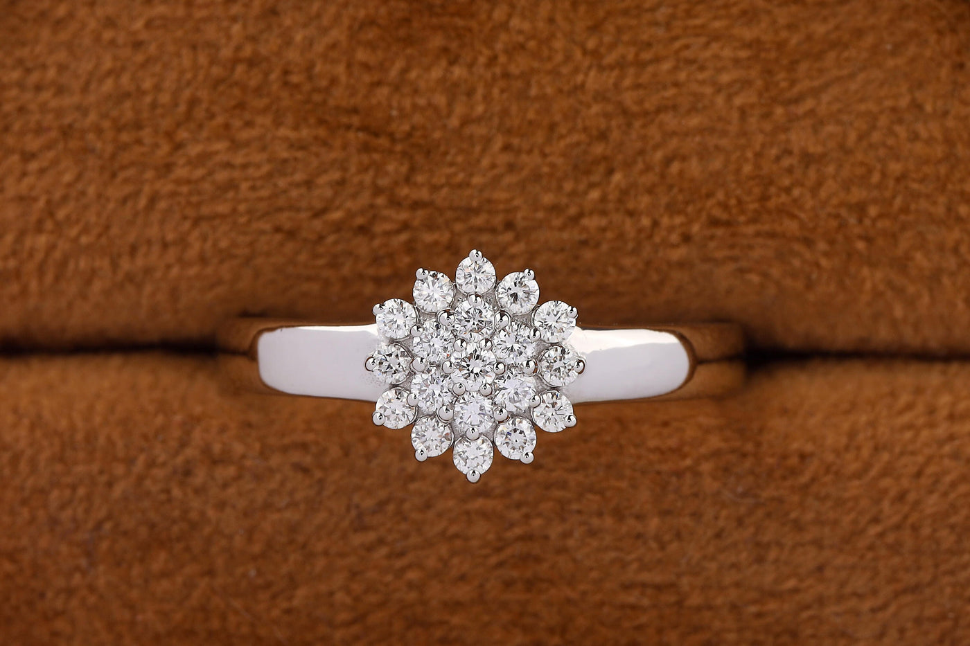 Round Cut Colorless Moissanite Engagement Ring, Cluster Moissanite Ring, 14K White Gold Ring, Anniversary Ring, Moissanite Wedding Ring Gift