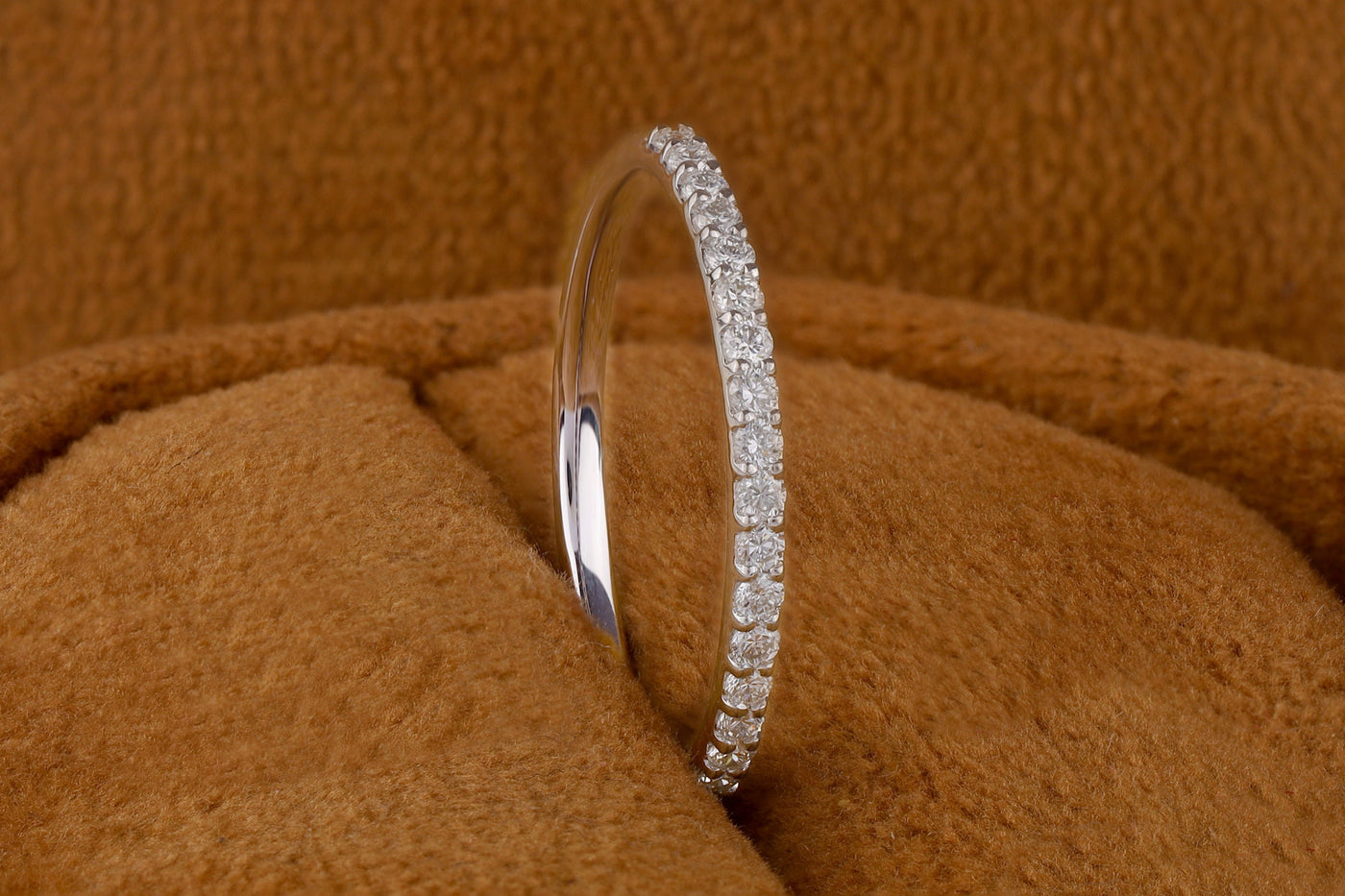 Half Eternity Wedding Band, Round Cut Moissanite Band, 14K White Gold Eternity Band, Anniversary Band, Matching Band For Her, Wedding Gifts